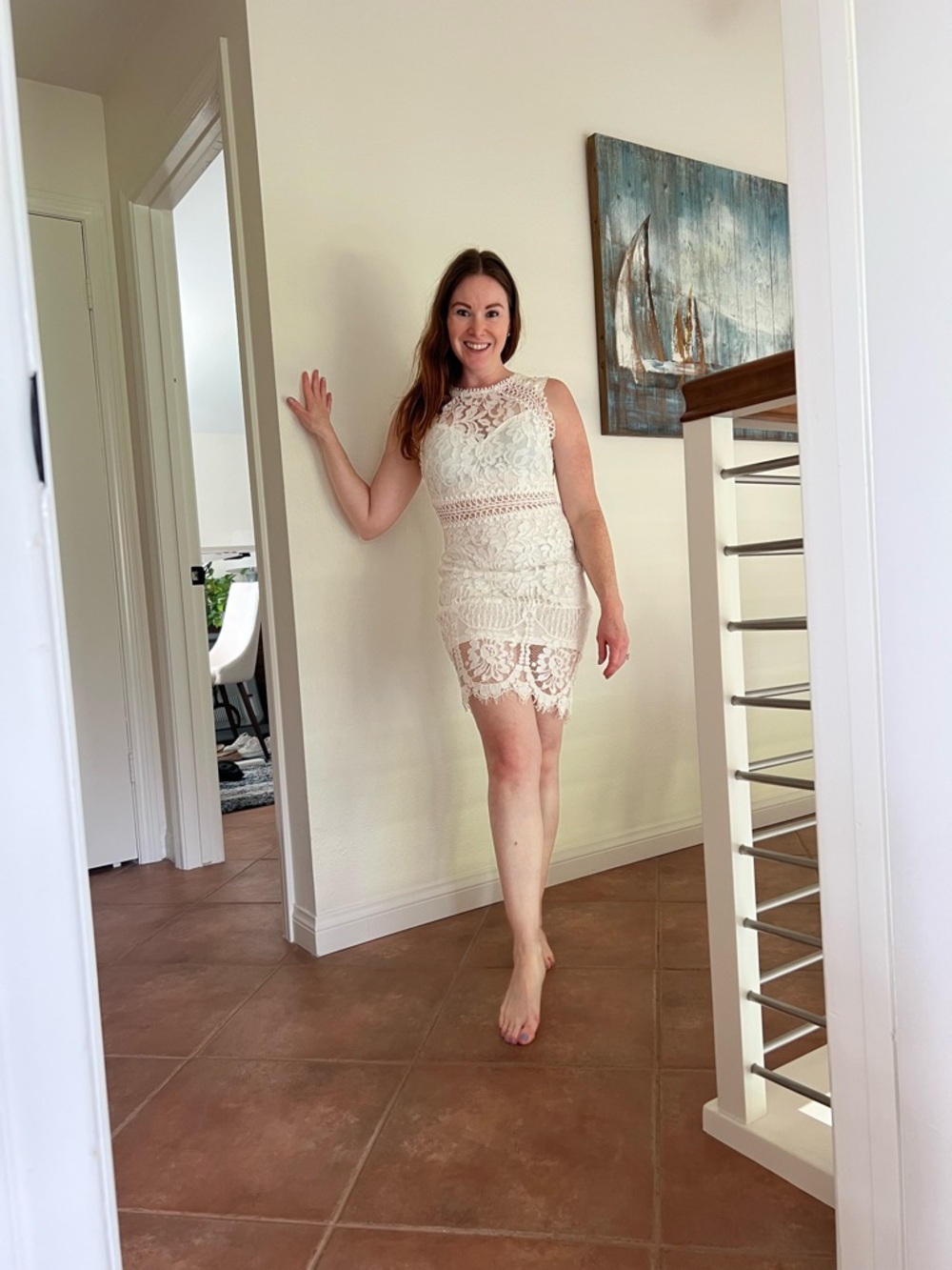 Lace Bodycon Mini Dress - White